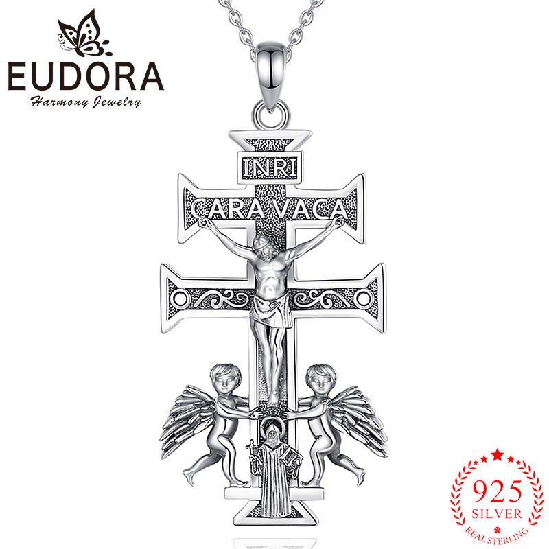 925 Sterling Silver Chain Necklace Men - Eudora 925 Sterling Silver Caravaca croce